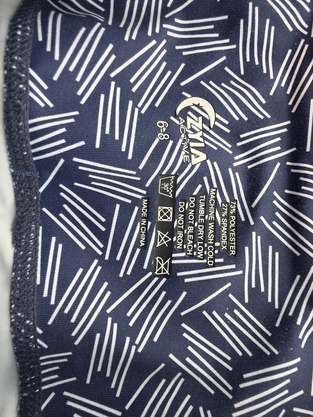 Women's Navy Patterned Leggings - Blue Printed Activewear - Picture 2 of 4